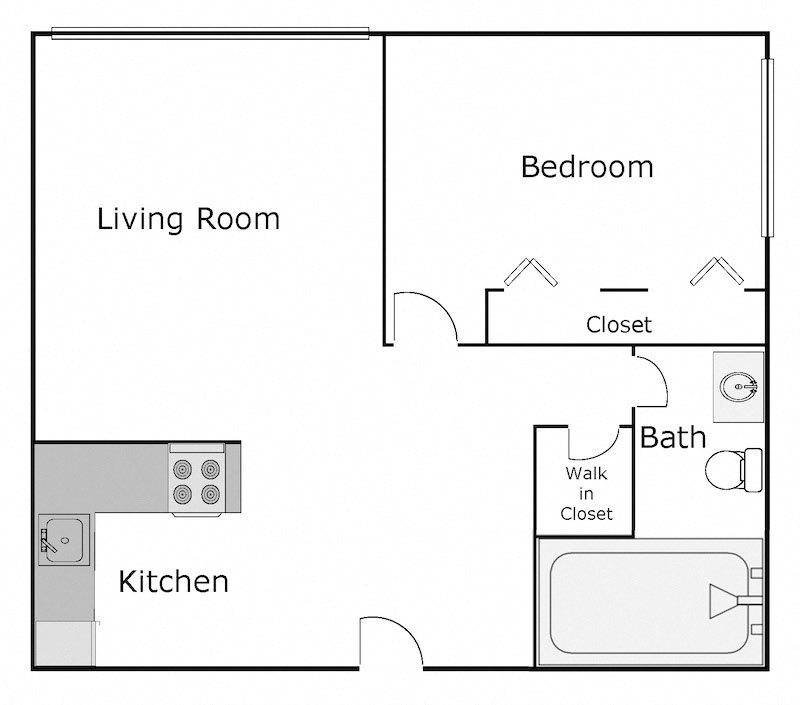 1x1B St. Andrews Residence apartments in West Palm Beach 1x1 Floor Plan